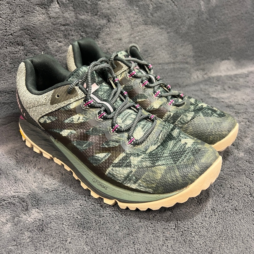 Merrell Antora 2 Womens Trail Running Shoes Camo Green Pink J067262 Size 7.5